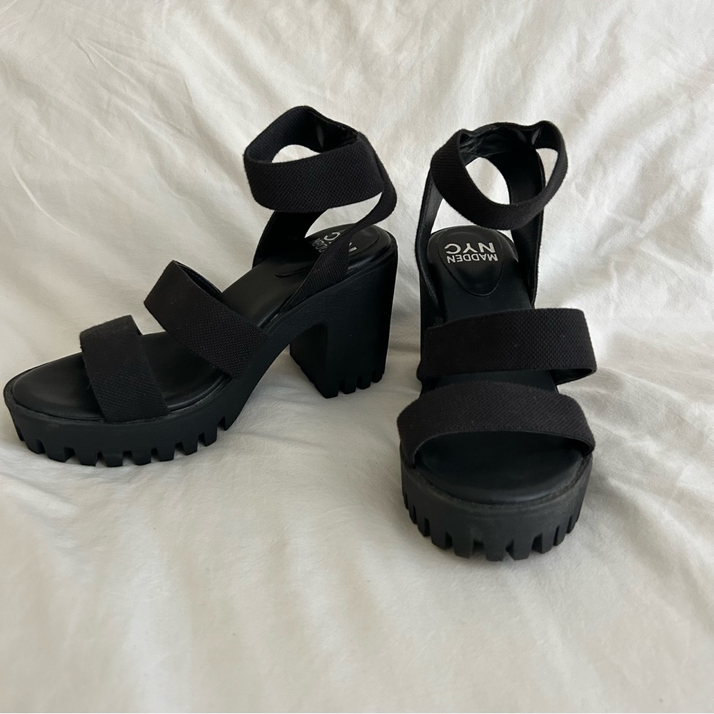 Madden NYC Black Chunky Heels Size 7.5